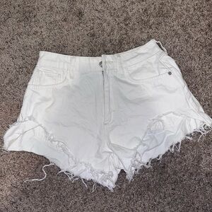 Forever21 White Jean Frayed Shorts